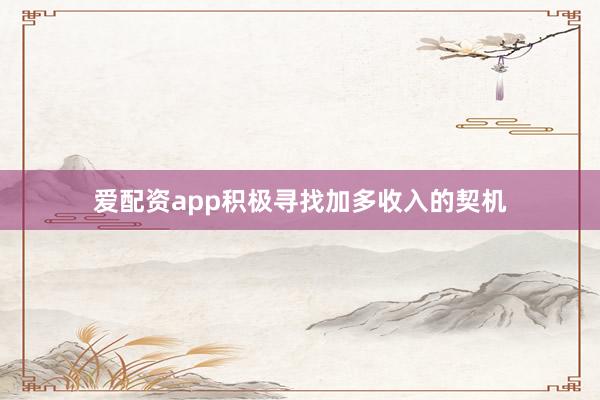 爱配资app积极寻找加多收入的契机