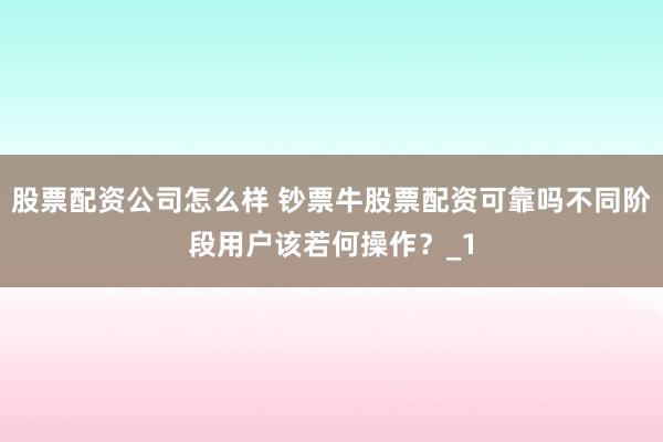 股票配资公司怎么样 钞票牛股票配资可靠吗不同阶段用户该若何操作？_1